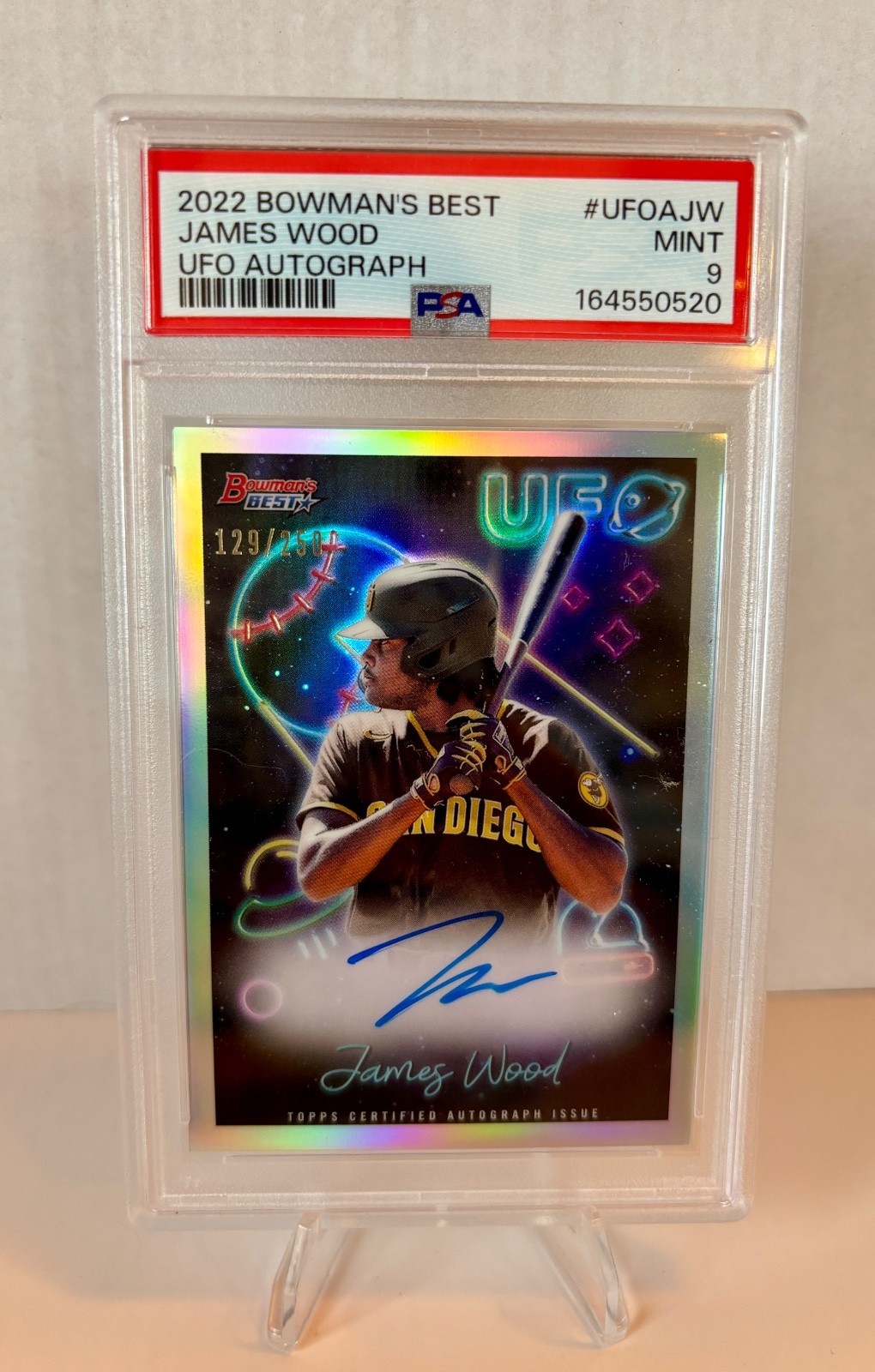 2022 Bowman's Best James Wood UFO Autograph #UFOAJW /250 PSA 9