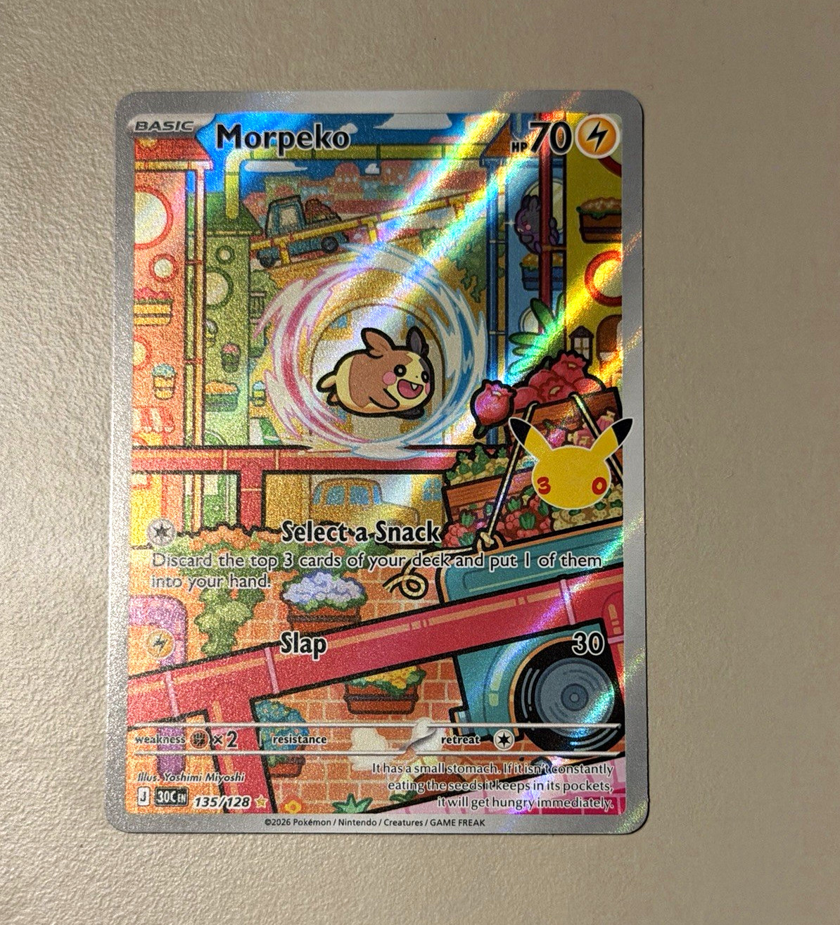 Morpeko 135/128 Stellar Crown Illustration Rare Holo 70 HP Basic EN 2024