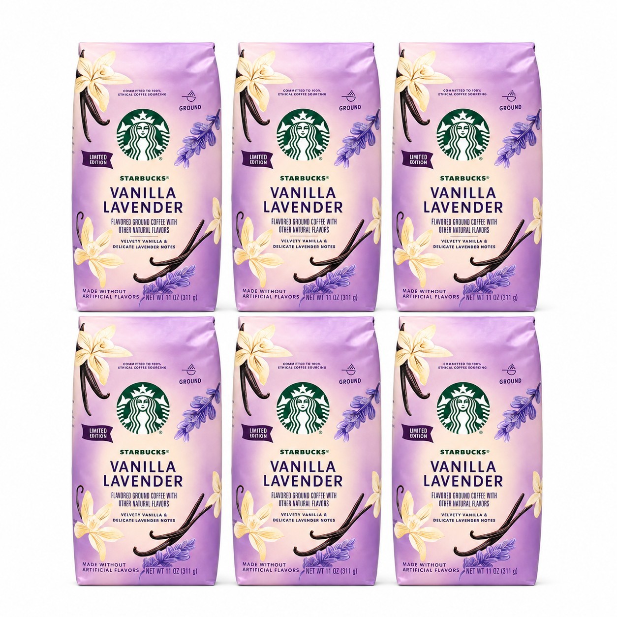 Starbucks - Vanilla Lavender - Ground Coffee - Limited Edition - 6 Pack