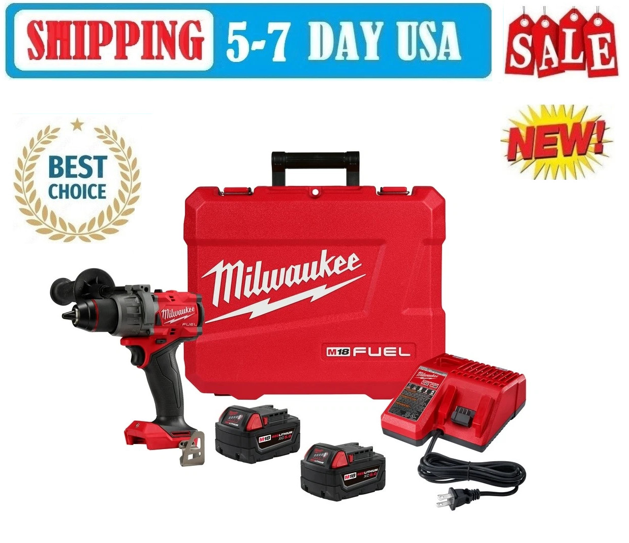 Milwaukee 2904-22 Variable Speed M18 FUEL™ 1/2 Hammer Drill/Driver Kit