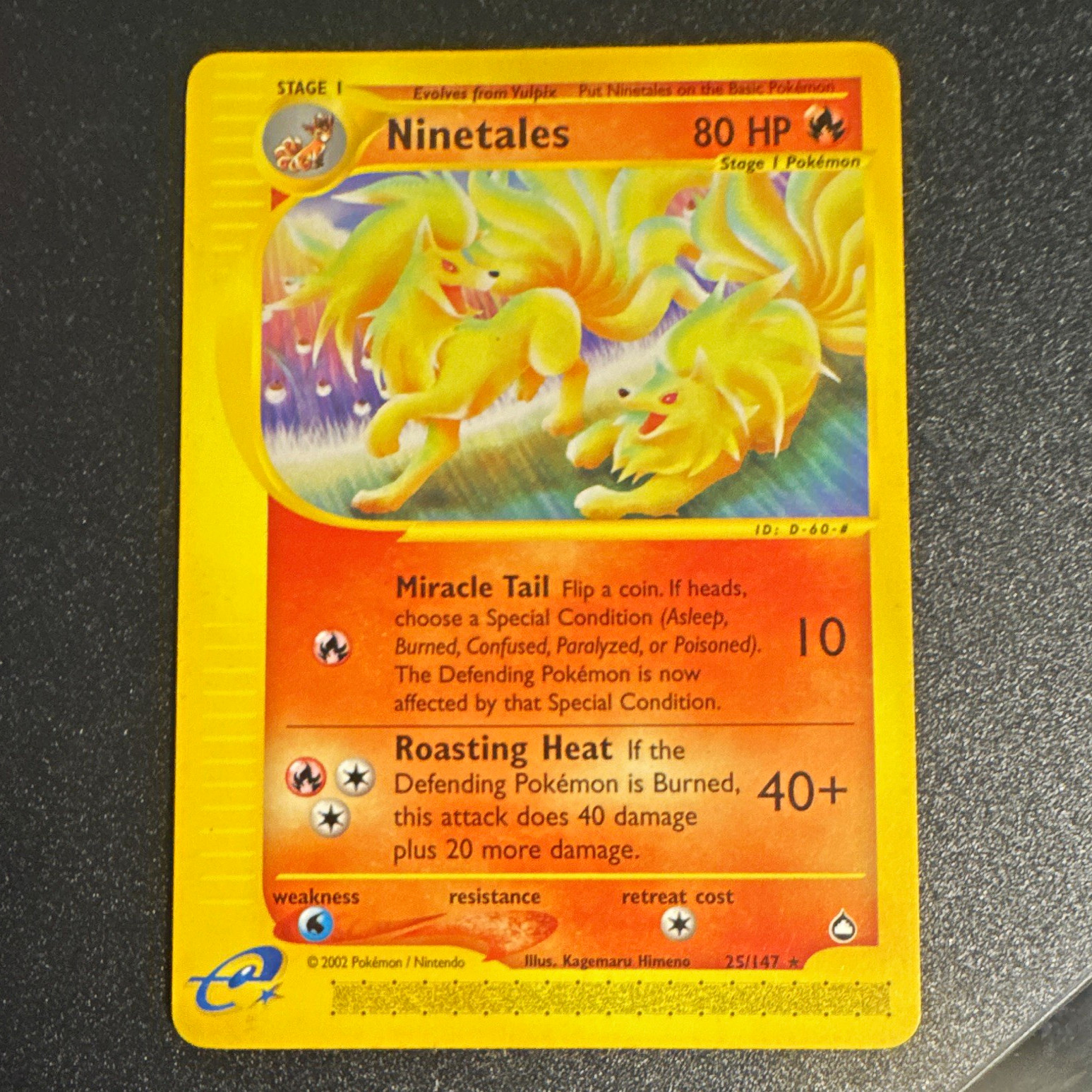 Pokémon TCG Ninetales 25/147 Aquapolis 2002 Rare Regular Stage 1 80HP Pokémon TCG Ninetales 25/147 Aquapolis 2002 Rare Regular Stage 1 80HP