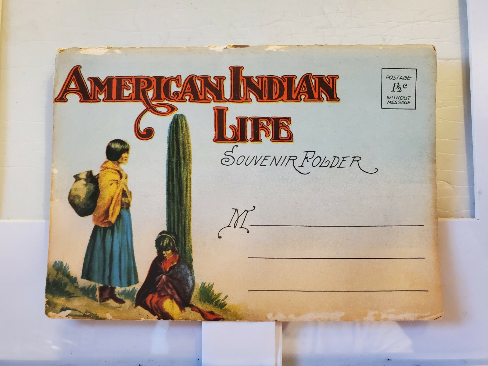 VINTAGE AMERICAN INDIAN SOUVENIR FOLDER UNPOSTED 1 1/2 cent VINTAGE AMERICAN INDIAN SOUVENIR FOLDER UNPOSTED 1 1/2 cent