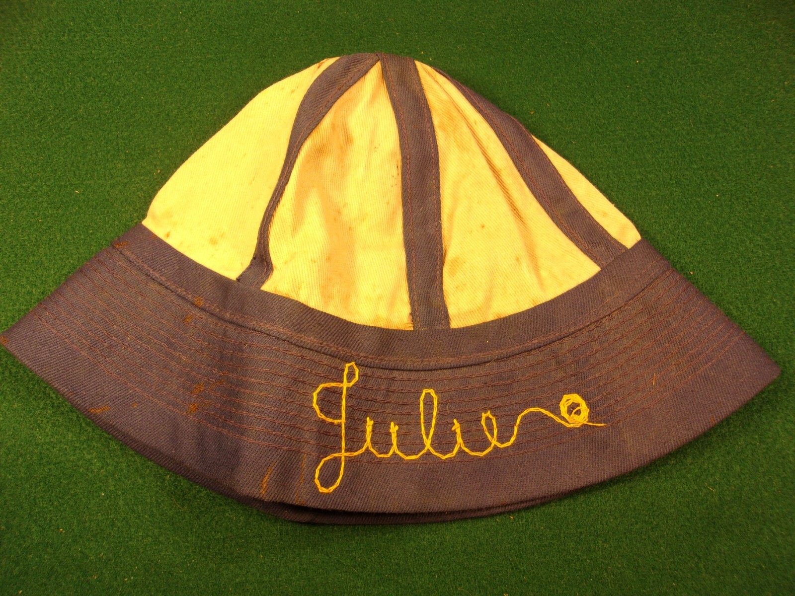VERY RARE OLD VTG ANTIQUE LADY\'S or GIRL\'S BEACH? HAT - CURSIVE NAME \