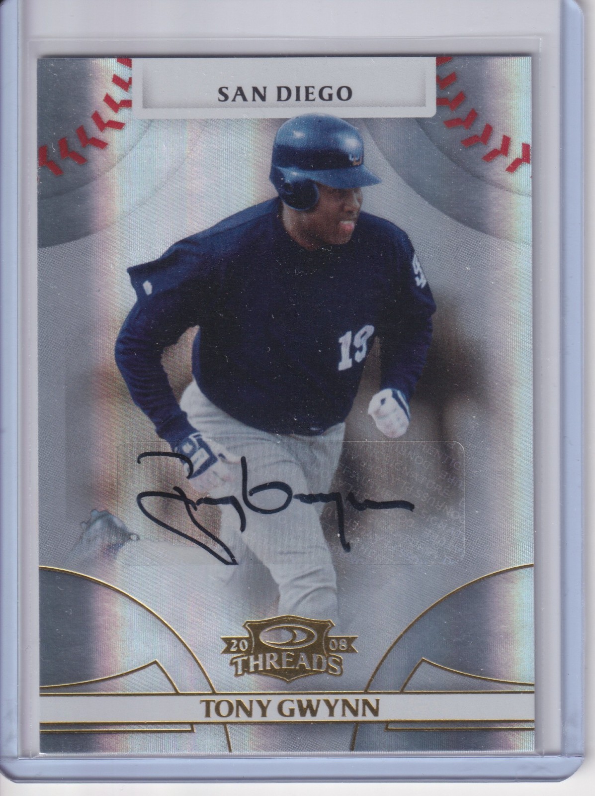 2008 Donruss Threads Signature Gold #40 Tony Gwynn Auto /50 2008 Donruss Threads Signature Gold #40 Tony Gwynn Auto /50