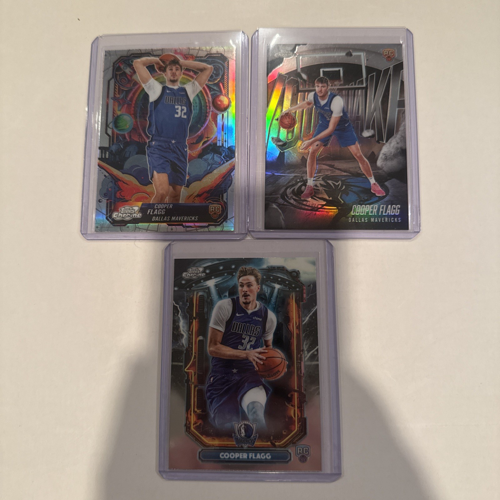 Cooper Flagg RC Lot (3 cards) 2 Refractors + ET Base - Topps Chrome Mavericks Cooper Flagg RC Lot (3 cards) 2 Refractors + ET Base - Topps Chrome Mavericks