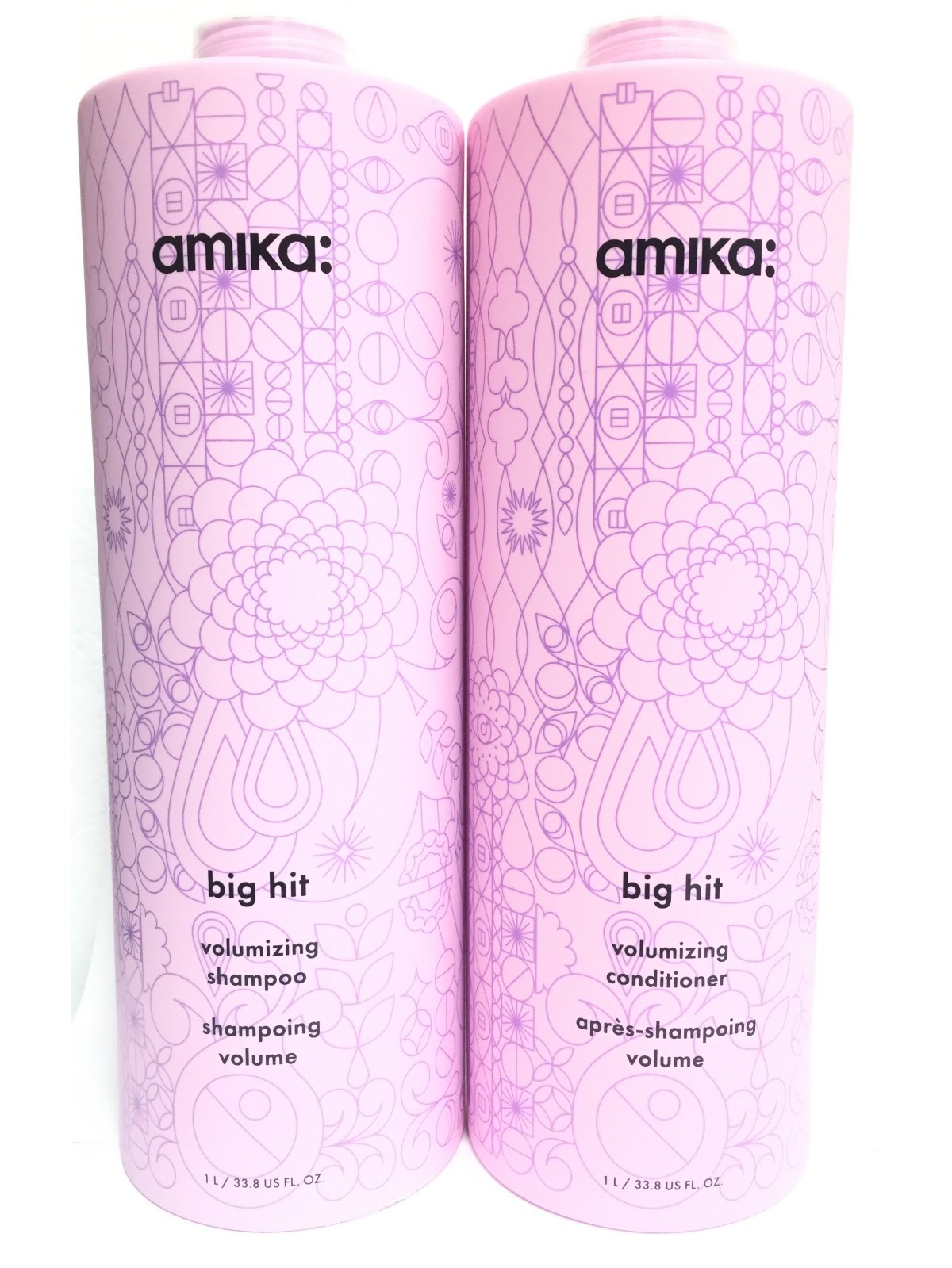 (2 PACK) Amika Big Hit Volumizing Shampoo & Conditioner Liter Duo, 2 x 33.8 oz