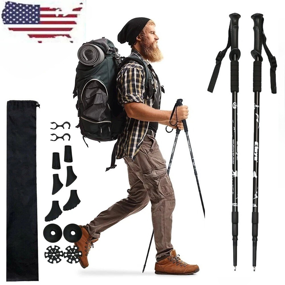2x Trekking Poles Nordic Walking Hiking Sticks Anti-shock Adjustable Alpenstock 2x Trekking Poles Nordic Walking Hiking Sticks Anti-shock Adjustable Alpenstock