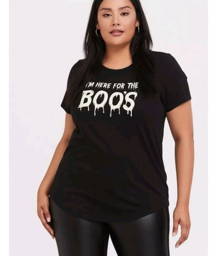 Torrid Graphic Here For The Boos Glow In Dark Classic Fit Tee Black Plus 1X 1 Torrid Graphic Here For The Boos Glow In Dark Classic Fit Tee Black Plus 1X 1
