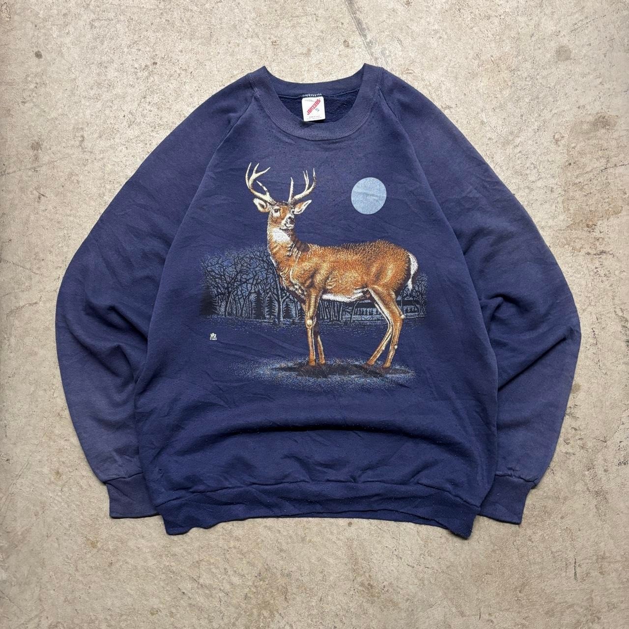 Vintage 80s Jerzees Deer Nature Crewneck Sweatshirt Navy Blue XL Suspender Fade Vintage 80s Jerzees Deer Nature Crewneck Sweatshirt Navy Blue XL Suspender Fade