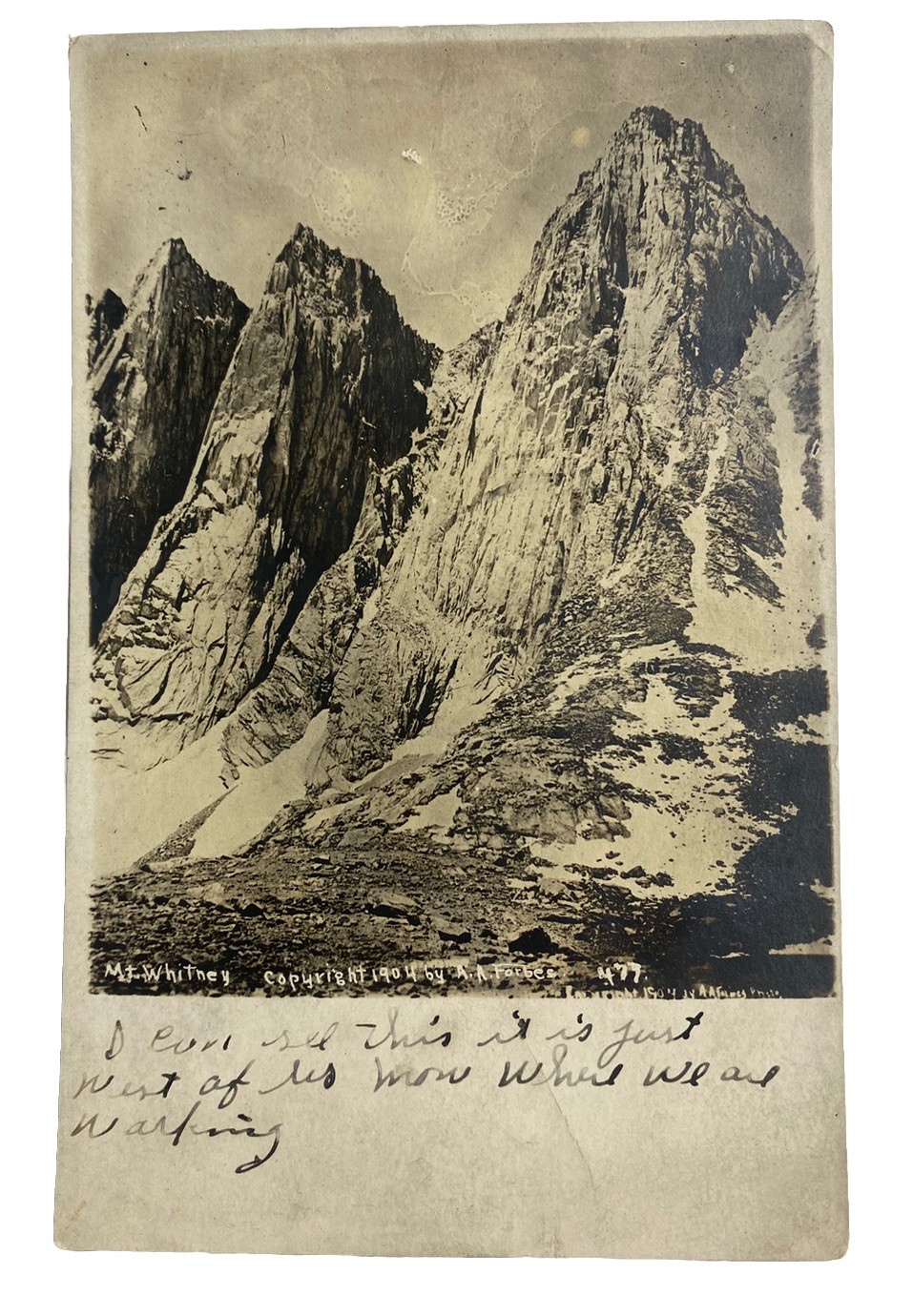Mount Whitney Photo by A.A. Forbes ~ California CA ~ Antique 1900s RPPC Postcard