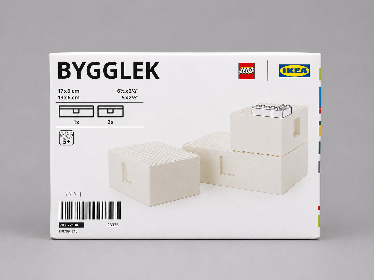 IKEA BYGGLEK LEGO® Boxes With Lid - 17x6cm (1) 13x6cm (2) Brand New & Sealed