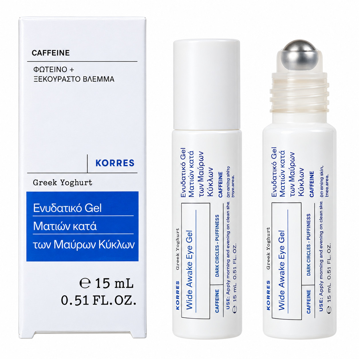 KORRES Greek Yoghurt Wide Awake Eye Gel Caffeine 15ml 0.51 fl oz Roll-On