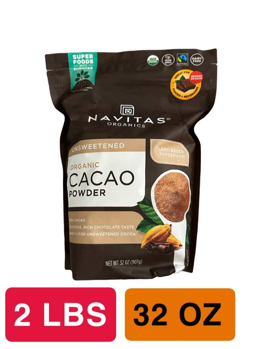Organic Cacao Powder By Navitas Organics 2Lbs=32oz=907g Plant-based