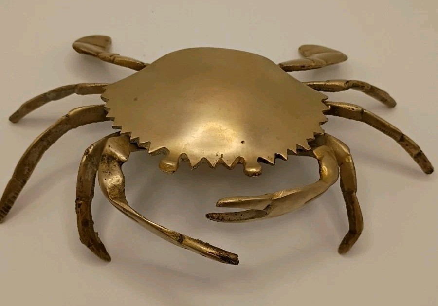 Vintage Mid Century Brass Crab Ashtray/Jewelry keeper Hinged Hide Trinket Box Vintage Mid Century Brass Crab Ashtray/Jewelry keeper Hinged Hide Trinket Box