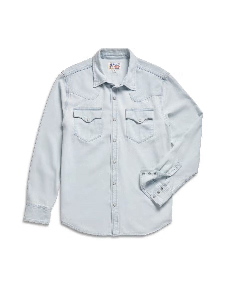 Tecovas Men\'s Denim Long Sleeve Pearl Snap Western Shirt