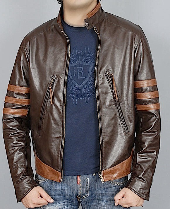 X-MEN Origins Logan Wolverine Brown Leather Jacket Halloween Costume Biker X-MEN Origins Logan Wolverine Brown Leather Jacket Halloween Costume Biker