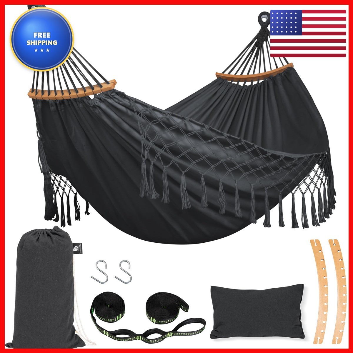 SUNCREAT 2 Person Hammock Without Stand, Dark Gray SUNCREAT 2 Person Hammock Without Stand, Dark Gray