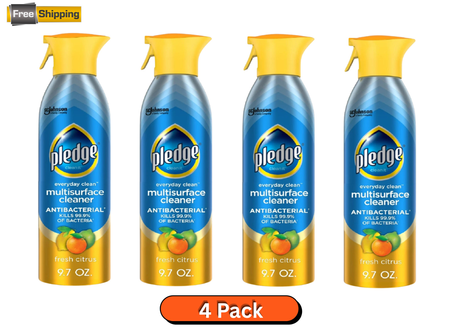 Pledge Everyday Multi-Surface Antibacterial Cleaner, Citrus 9.7 oz Aerosol 4pack Pledge Everyday Multi-Surface Antibacterial Cleaner, Citrus 9.7 oz Aerosol 4pack