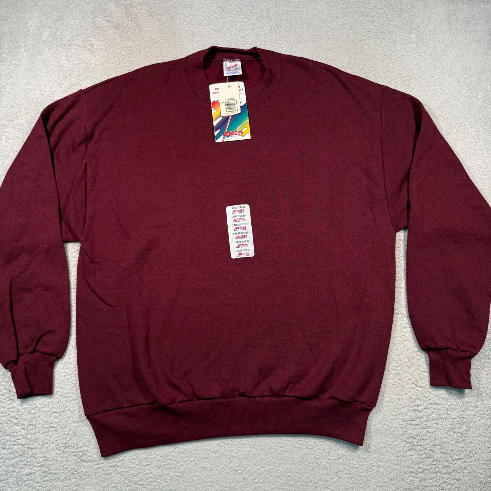 Jerzees Sweatshirt Mens Large Maroon Blank 90s Vintage Made in USA NWT