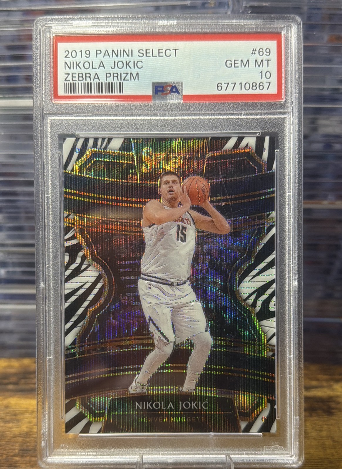 2019 Panini Select Concourse Nikola Jokić #69 Zebra Prizm Denver Nuggets PSA 10