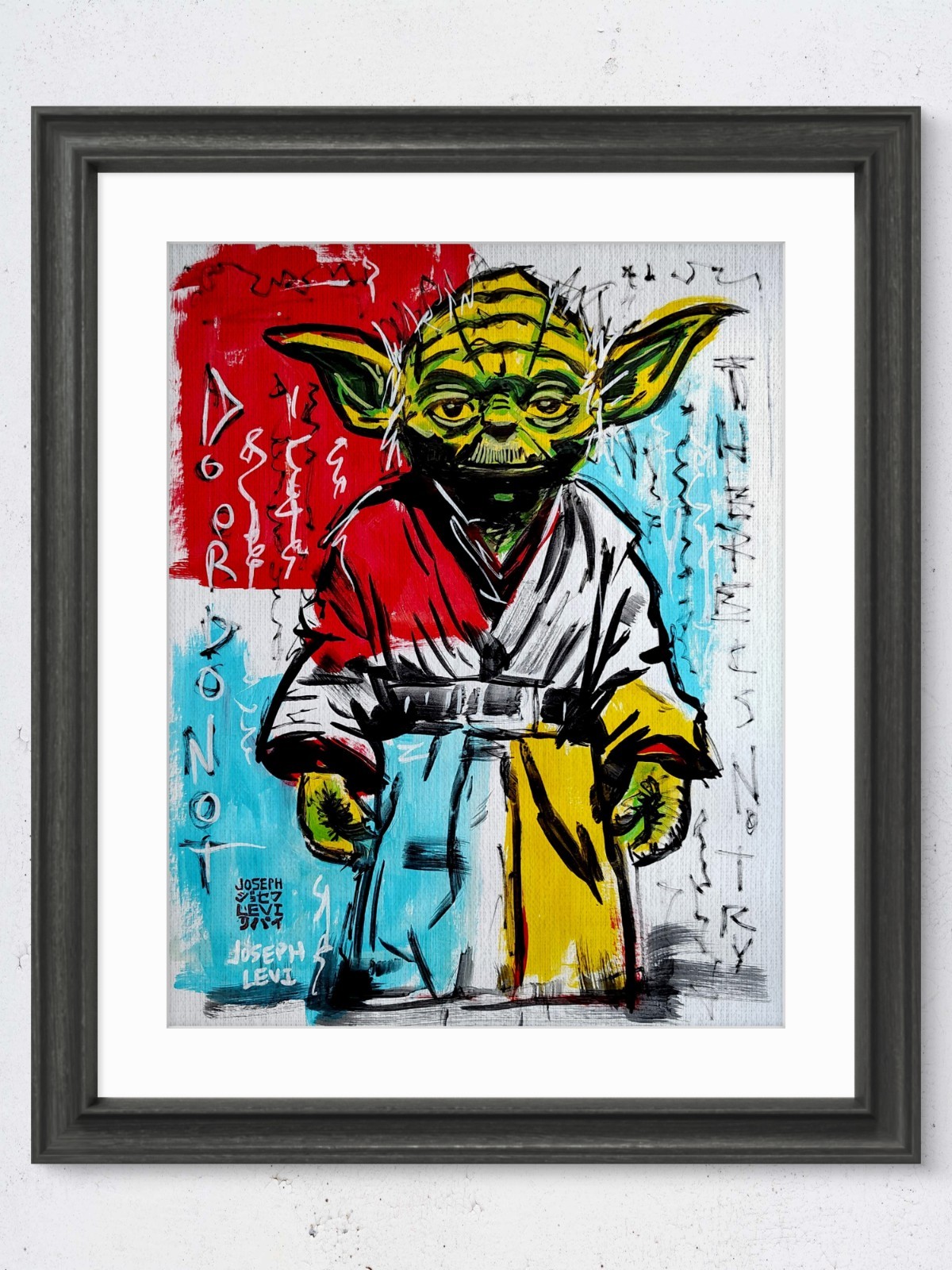 Original Neo Expressionist Art 14x11 Star Wars Yoda Acrylic Painting Paper