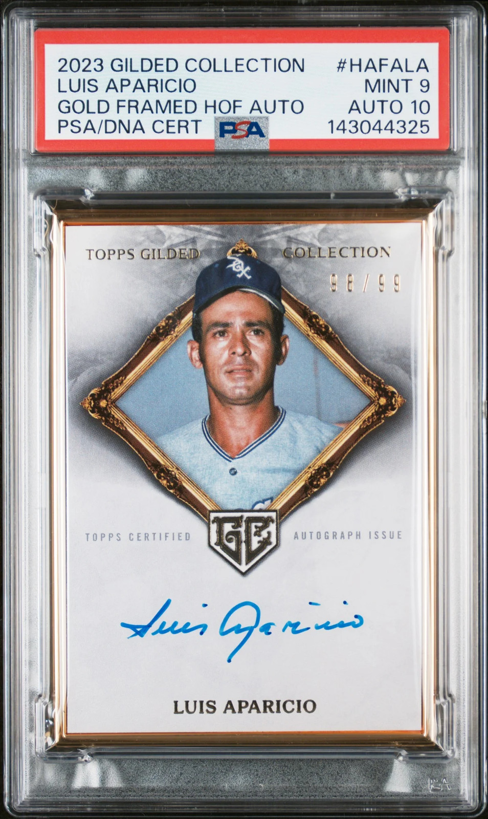 2023 Topps Gilded Collection Gold Frame Auto Luis Aparicio /99 PSA 9 Auto 10