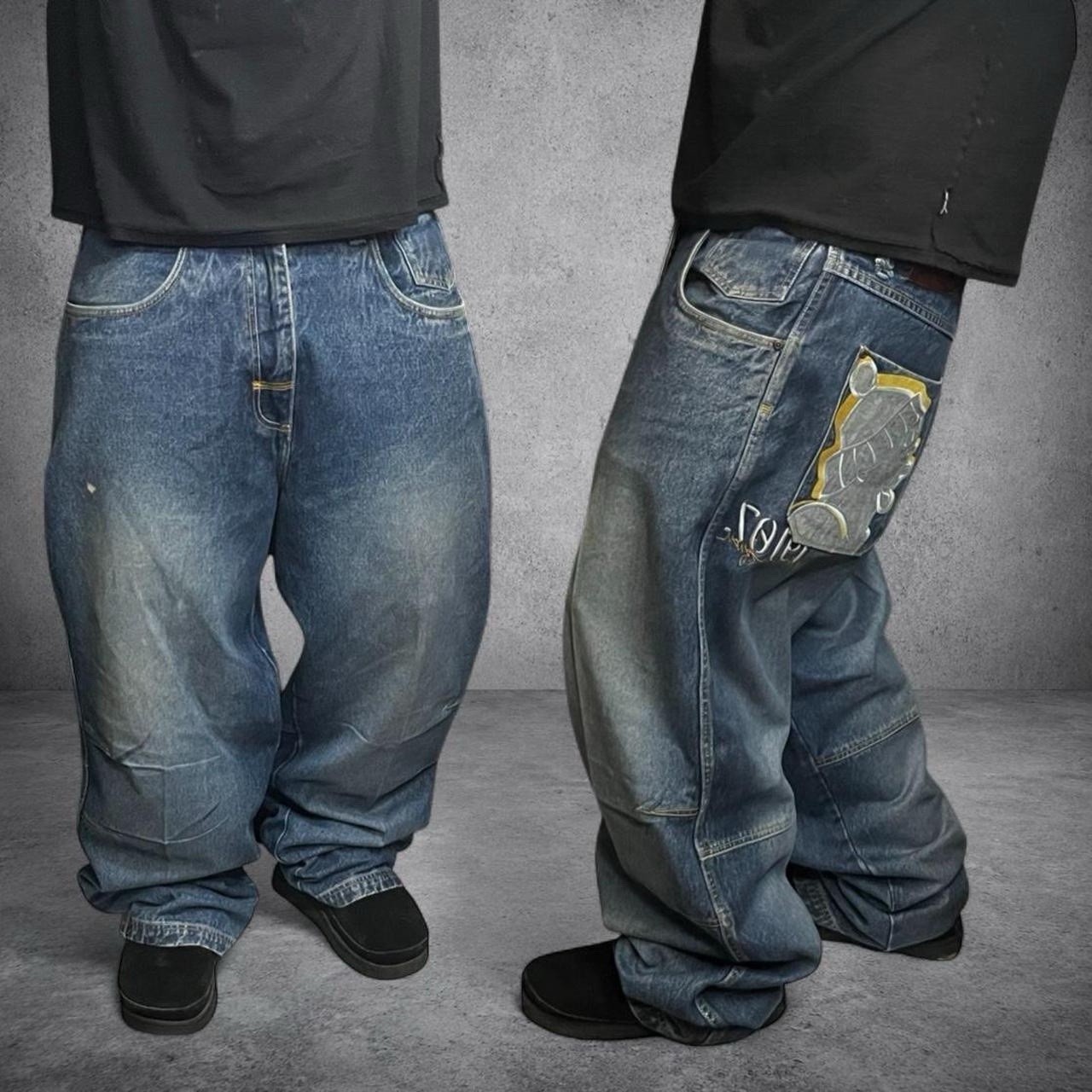 Platinum FUBU Jeans Men’s 36x34 Baggy Wide Leg Y2K Embroidered Platinum FUBU Jeans Men’s 36x34 Baggy Wide Leg Y2K Embroidered