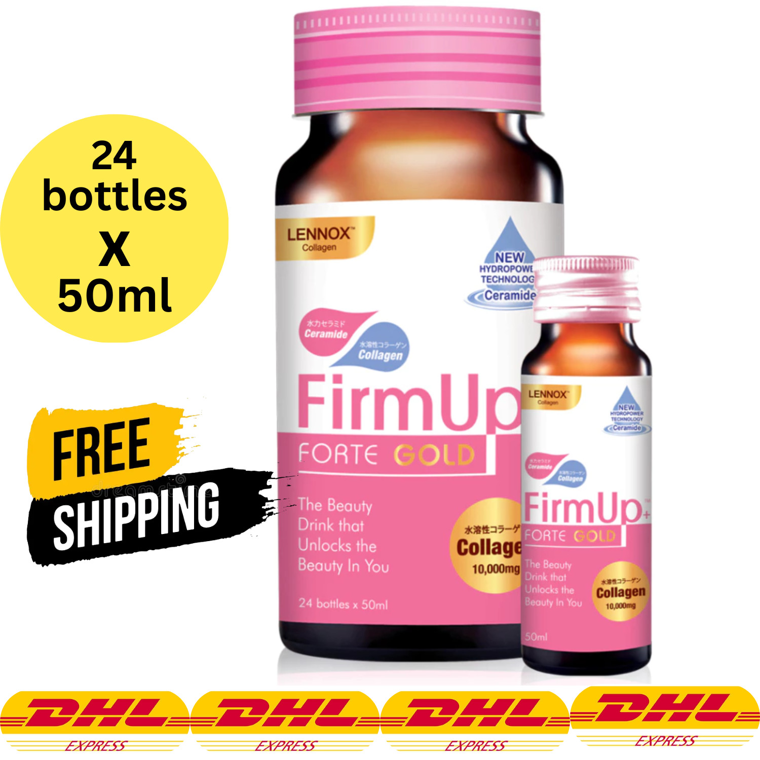 Lennox Firm Up Plus Forte Gold Collagen Beauty Drink Original NEW (50ml x 24\'s)