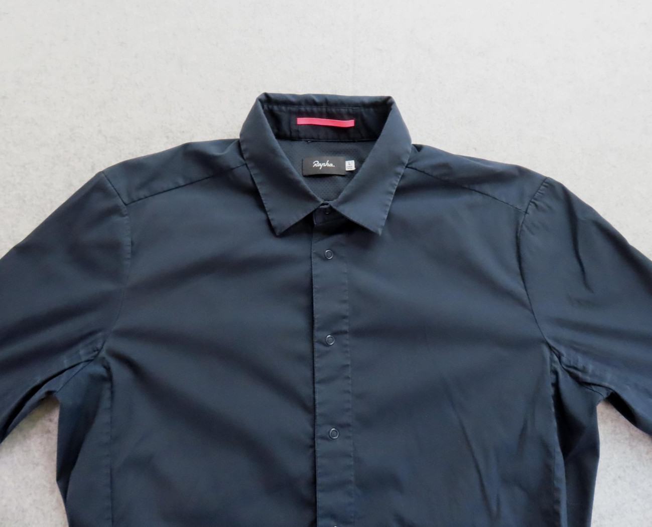 Rapha Shirt Mens Large Black Solid Long Sleeve Button Up Cycling Poplin Stretch