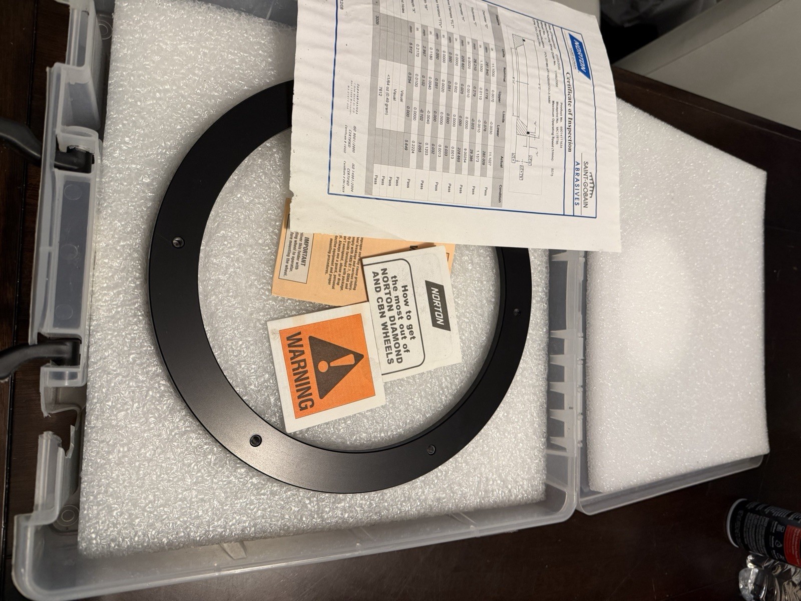 Norton Diamond Grinding Wheel 11” 2A2TSA 5mm Depth Precision – New w/ Cert