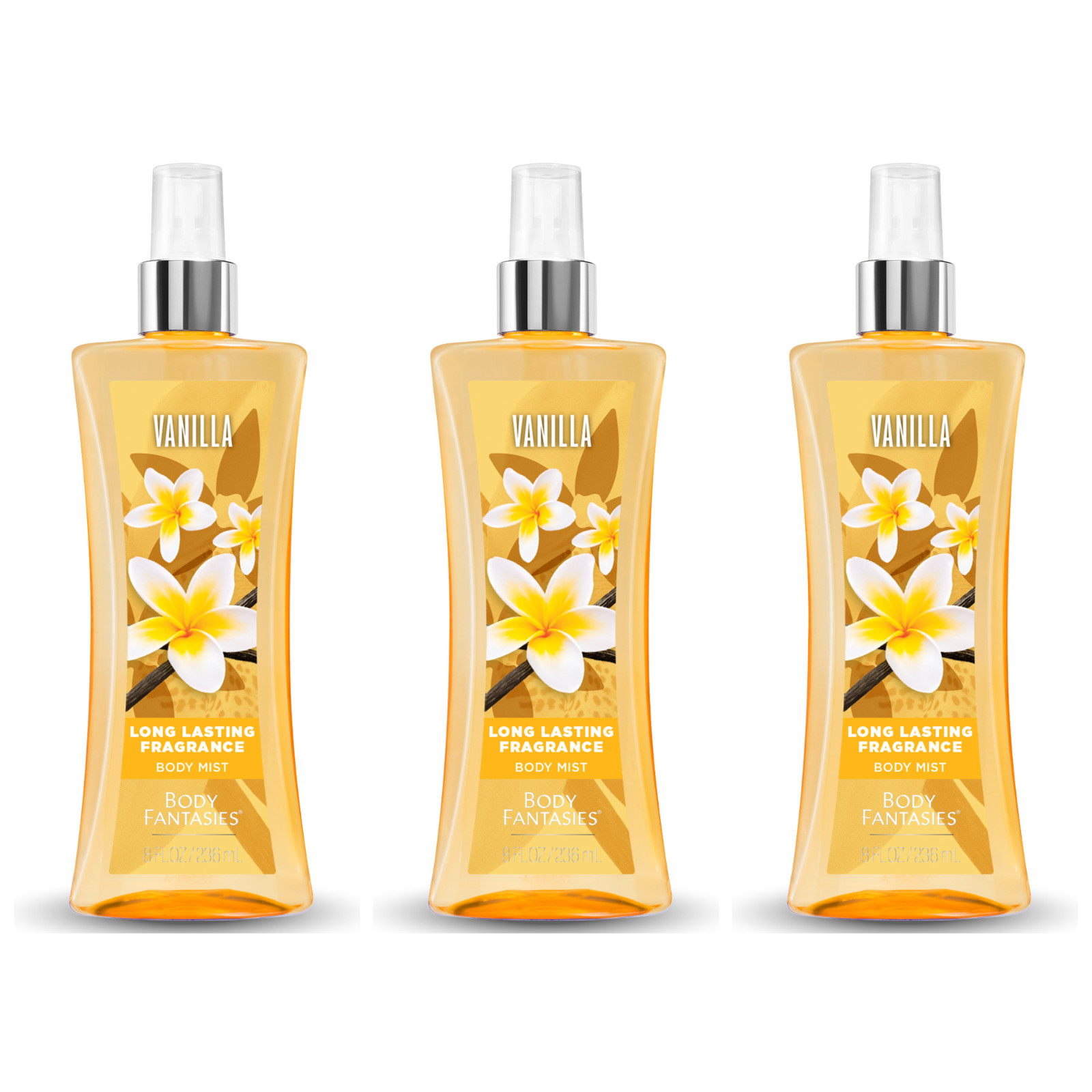 Body Fantasies Signature Vanilla Fragrance Body Spray 8 fl oz 3 Pack