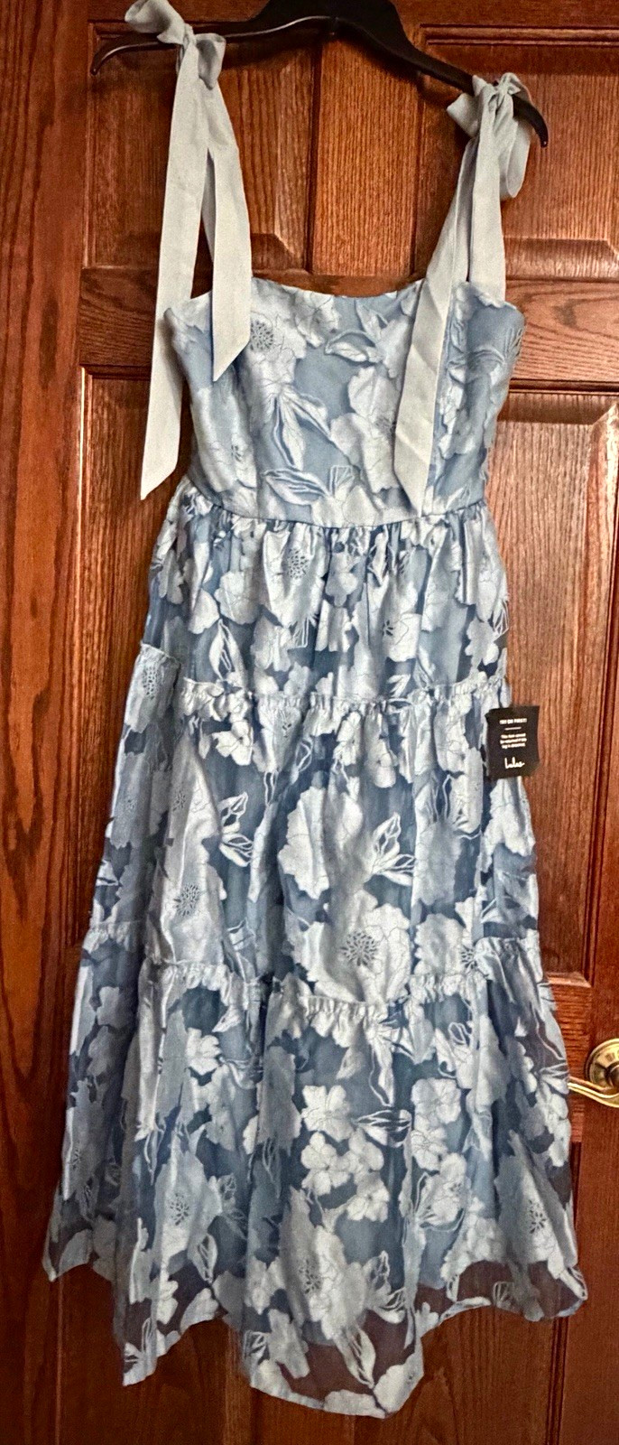 Lulus Proof of Perfection Blue Floral Tiered Tie-Strap Midi Dress Sz XS NWT $89