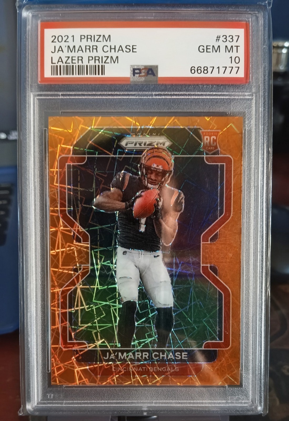 2021 Panini Prizm Ja’Marr Chase Lazer Prizm RC #337 PSA 10 GEM MINT Bengals 2021 Panini Prizm Ja’Marr Chase Lazer Prizm RC #337 PSA 10 GEM MINT Bengals
