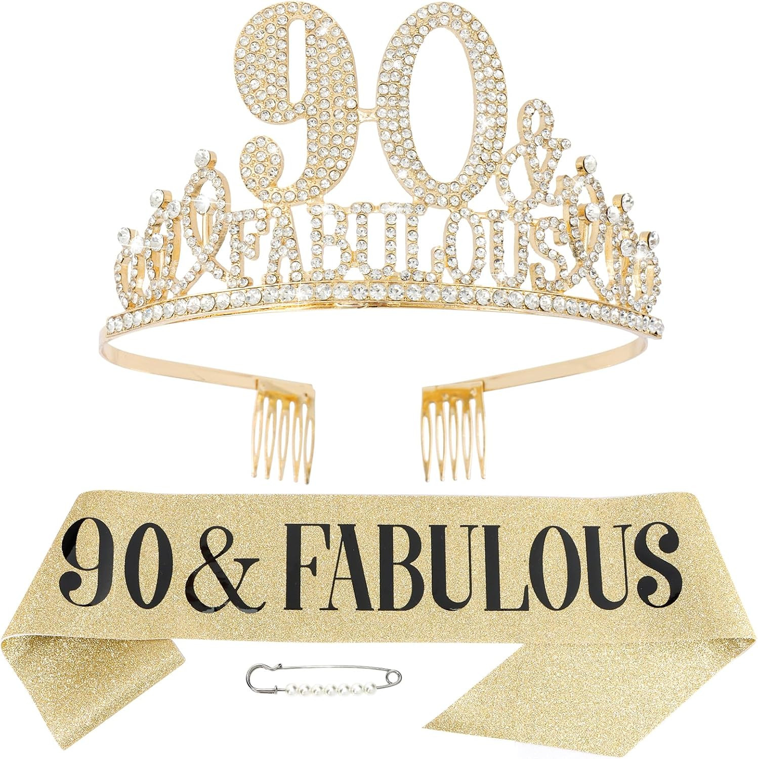 90Th Birthday Decorations for Women, 90Th Birthday Sash and Tiara for Women 90Th Birthday Decorations for Women, 90Th Birthday Sash and Tiara for Women