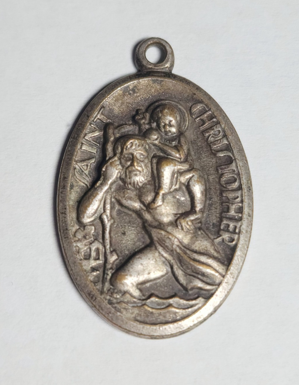 Vintage Saint Christopher Medal Catholic 3D Religious Pendant Travels Charm Vintage Saint Christopher Medal Catholic 3D Religious Pendant Travels Charm