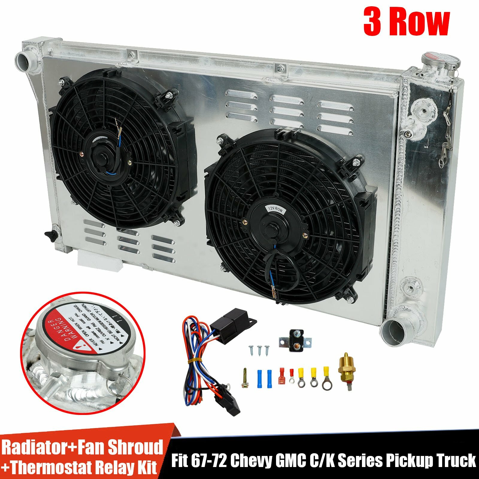 CC369 3 Row Radiator+Shroud Fan Relay For 1967-72 Chevy/GMC C/K 10/20/30 Pickup CC369 3 Row Radiator+Shroud Fan Relay For 1967-72 Chevy/GMC C/K 10/20/30 Pickup