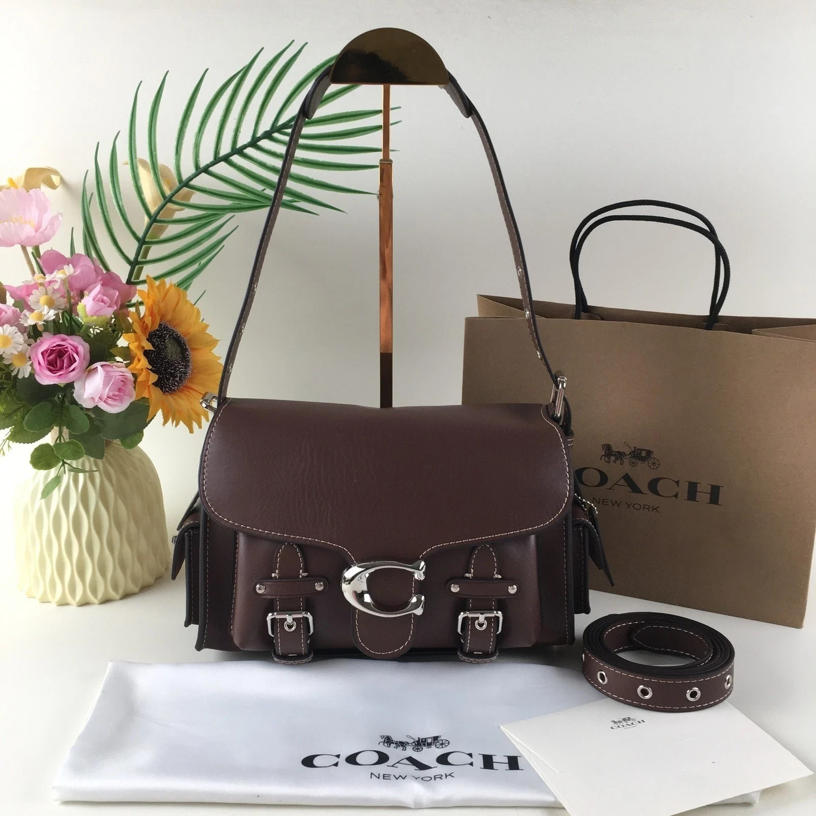 COACH Cargo Soft Tabby Leather Shoulder Maple CT721 Outlet NEW