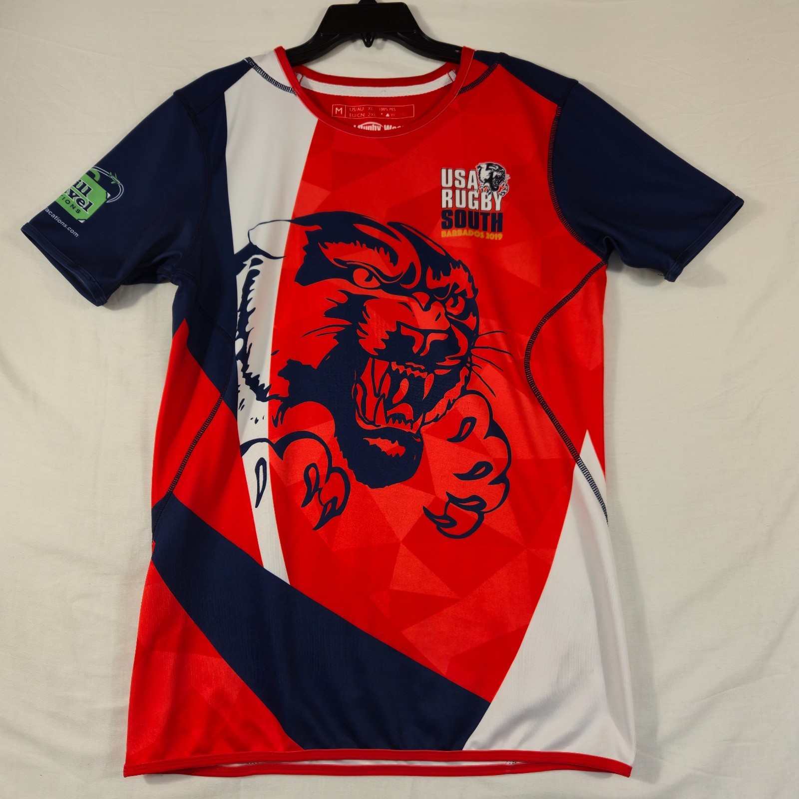 Oval Rugby Wear Jersey Men\'s XL Red USA Rugby South Barbados 2019 Panthers #4 XV