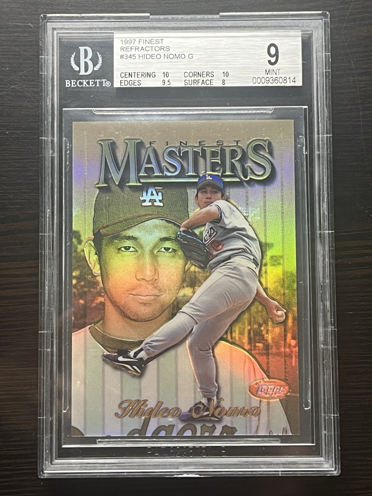Hideo Nomo 1997 Topps Finest Refractor Gold Rare #345 BGS 9 - 10 10 9.5 SUBS WOW Hideo Nomo 1997 Topps Finest Refractor Gold Rare #345 BGS 9 - 10 10 9.5 SUBS WOW