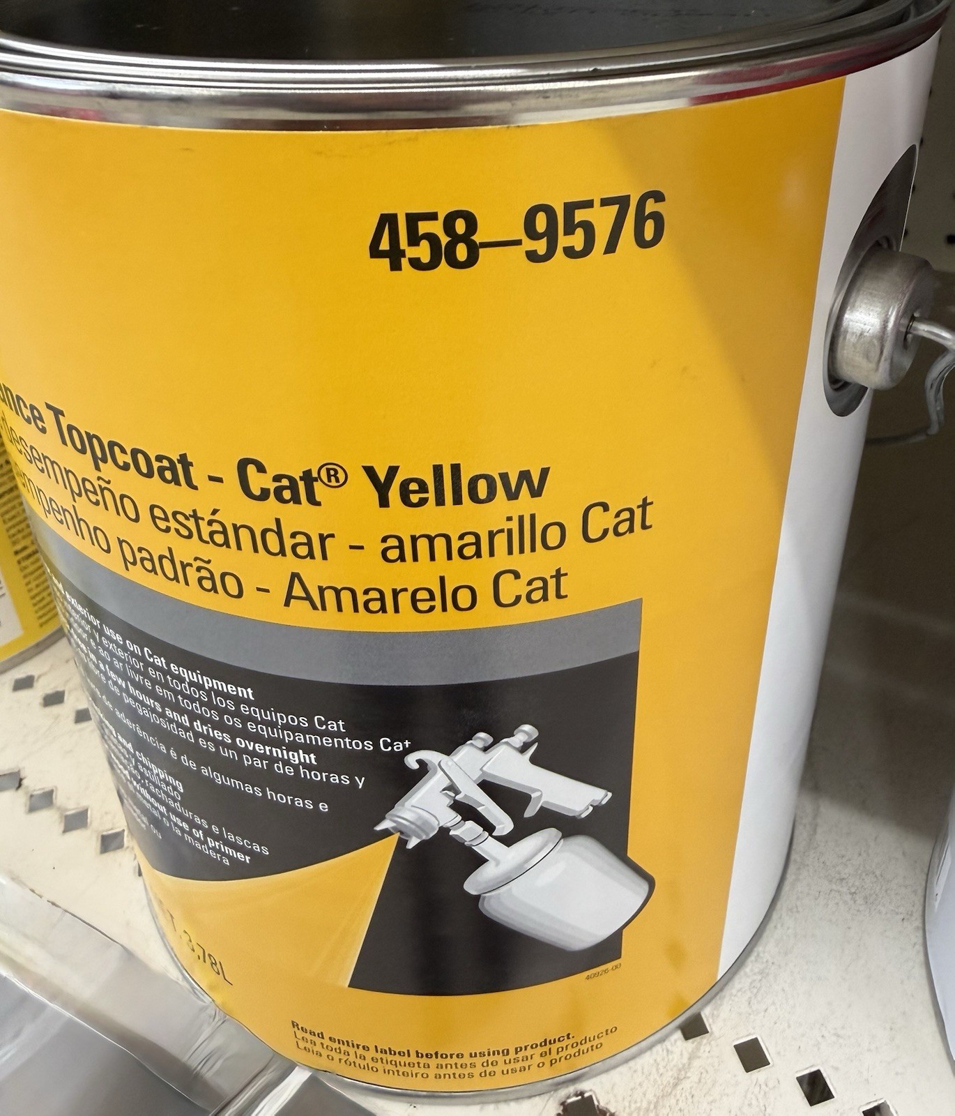CAT Yellow Performance Topcoat Paint for Caterpillar , MPN 458-9576. 1 gallon
