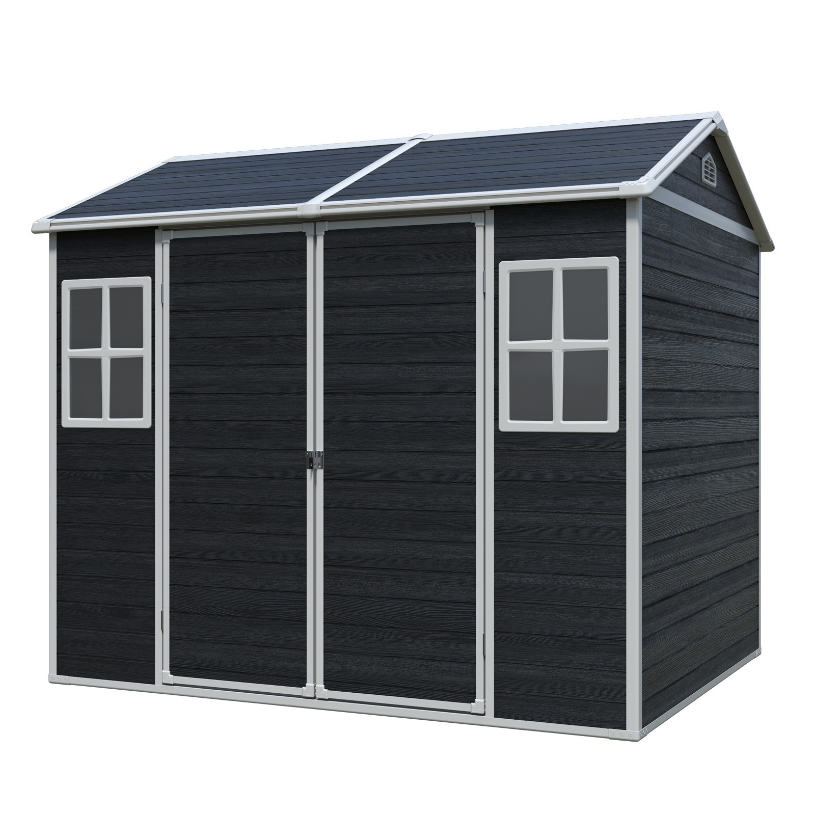 8X6 FT Outdoor Resin Storage Shed Tool House with Windows & Waterproof Doors