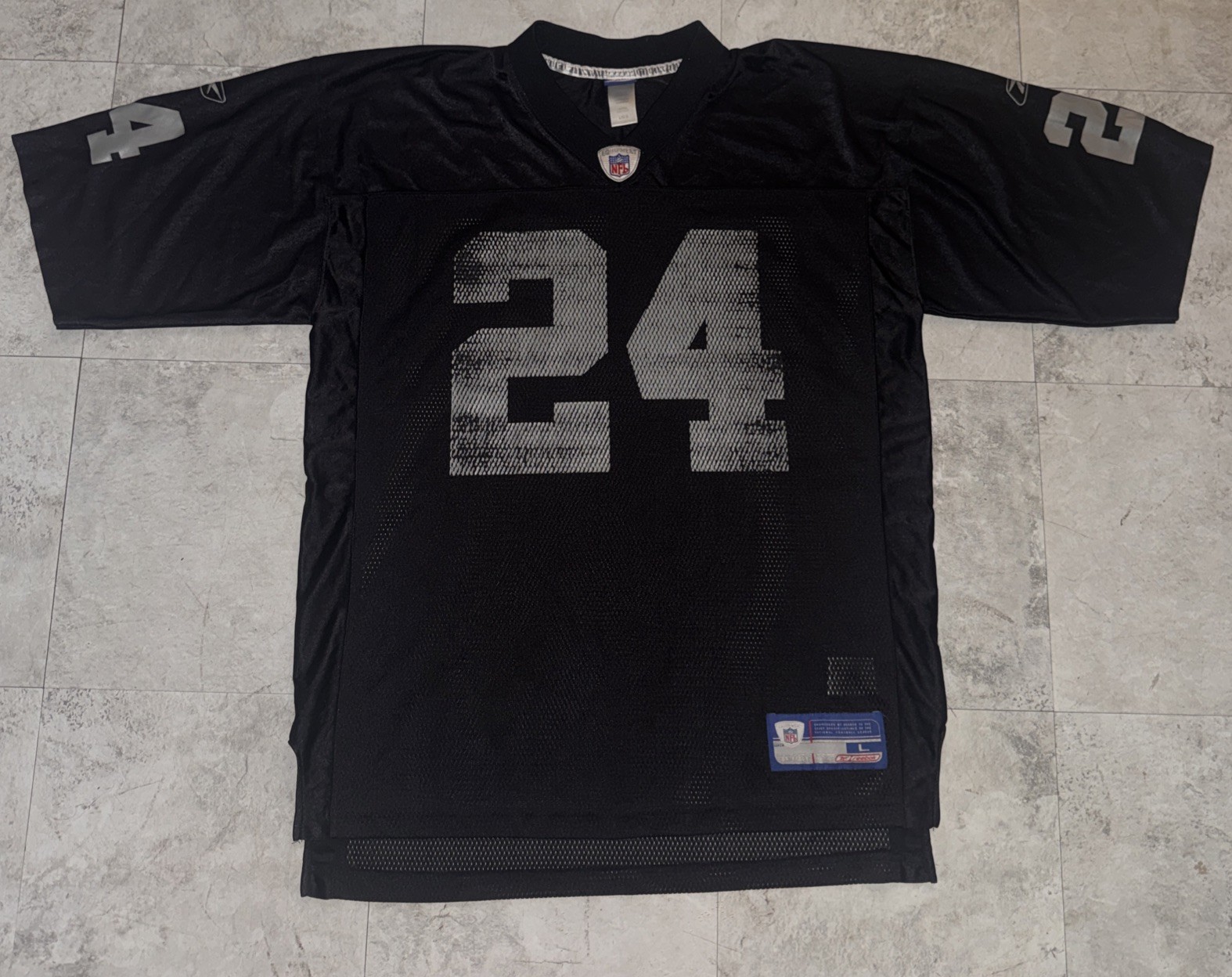 Vintage Oakland Raiders Charles Woodson #24 Reebok Jersey Black Mesh NFL Large
