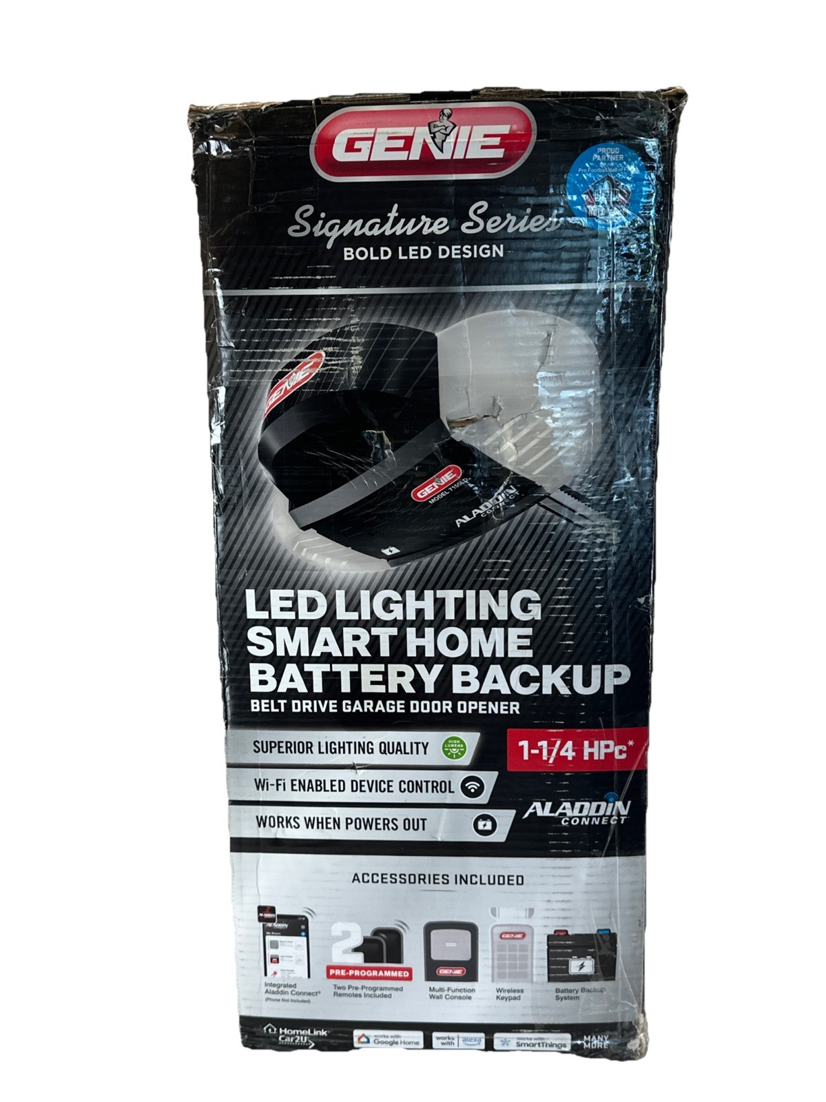 Genie 1-1/4 HP 39765RS Smart Garage Door Opener LED Belt Drive Battery Backup Genie 1-1/4 HP 39765RS Smart Garage Door Opener LED Belt Drive Battery Backup