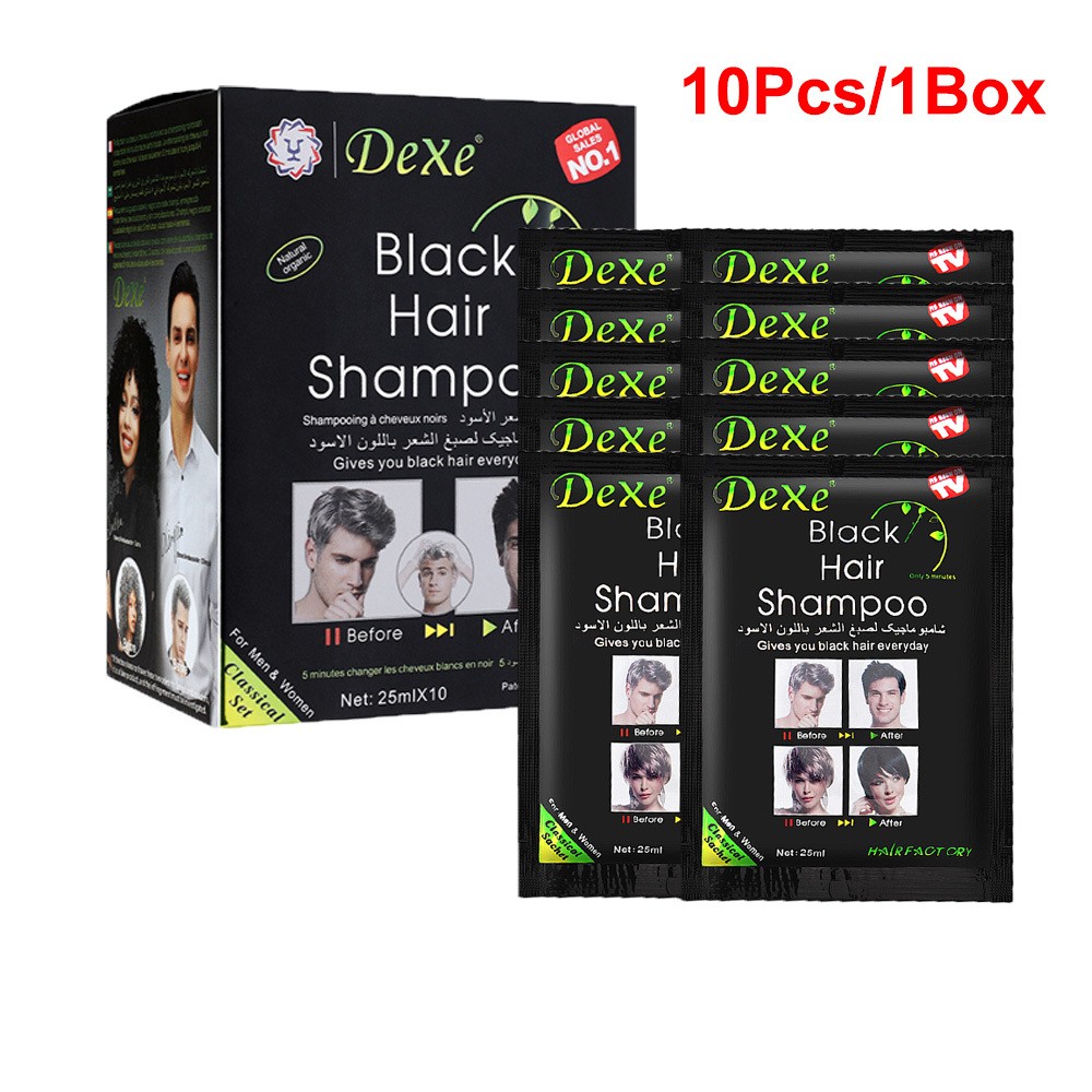 10-100Pcs Dexe Instant 5Min Black Hair Dye Shampoo White Become Black Hair Color