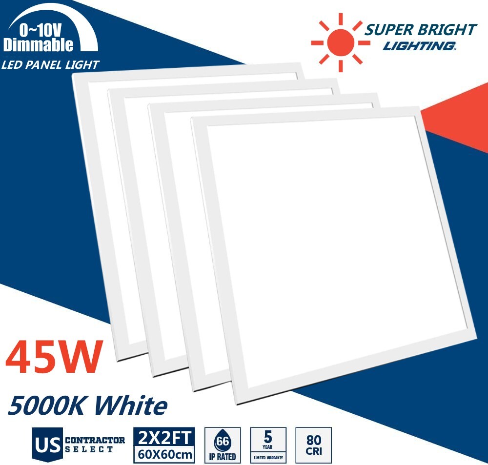 2x2 FT 2x4 FT LED Flat Panel Light, Backlit Drop Ceiling Lights, 0-10V Dimmable