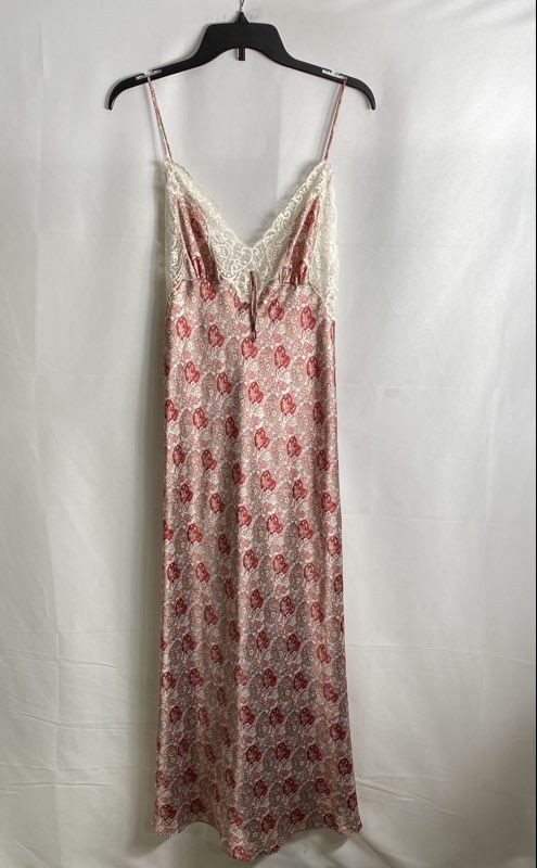 Vintage 90s Valentino Intimo Women\'s Red Silk Lace Floral Night Dress Sz S/M