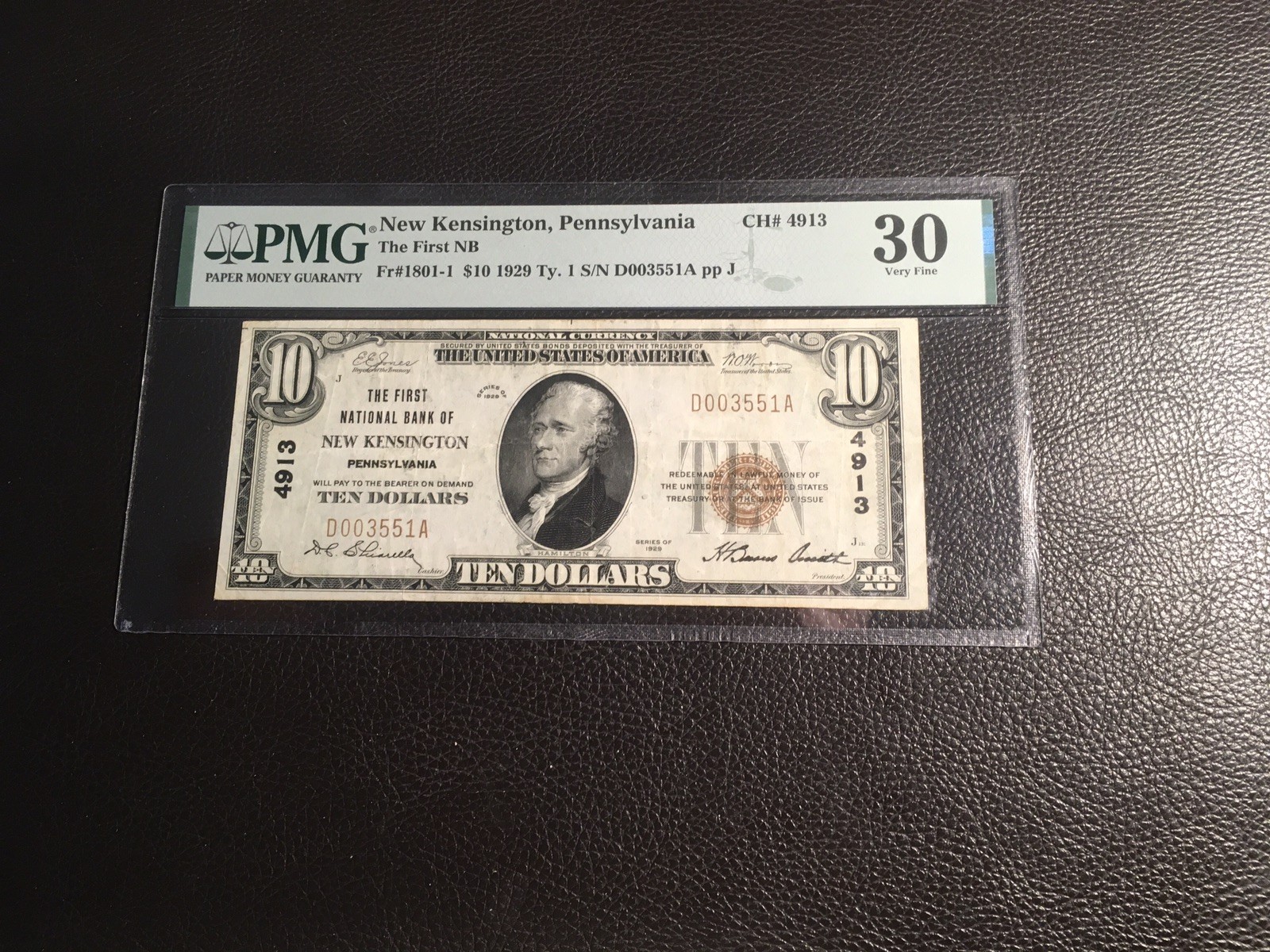 10.00 1929 National New Kensington Pa PmG30 Vf, Ink 10.00 1929 National New Kensington Pa PmG30 Vf, Ink