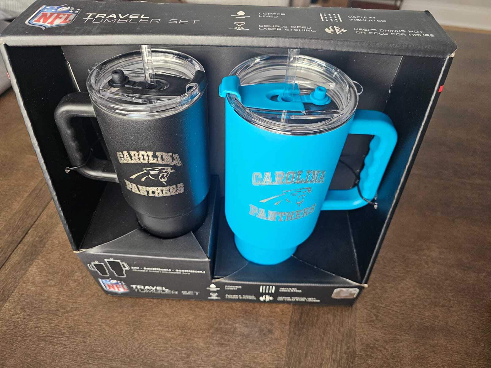 Carolina Panthers NFL 40oz/24oz Drinkware Set Double Wall Vacuum Insulated Carolina Panthers NFL 40oz/24oz Drinkware Set Double Wall Vacuum Insulated