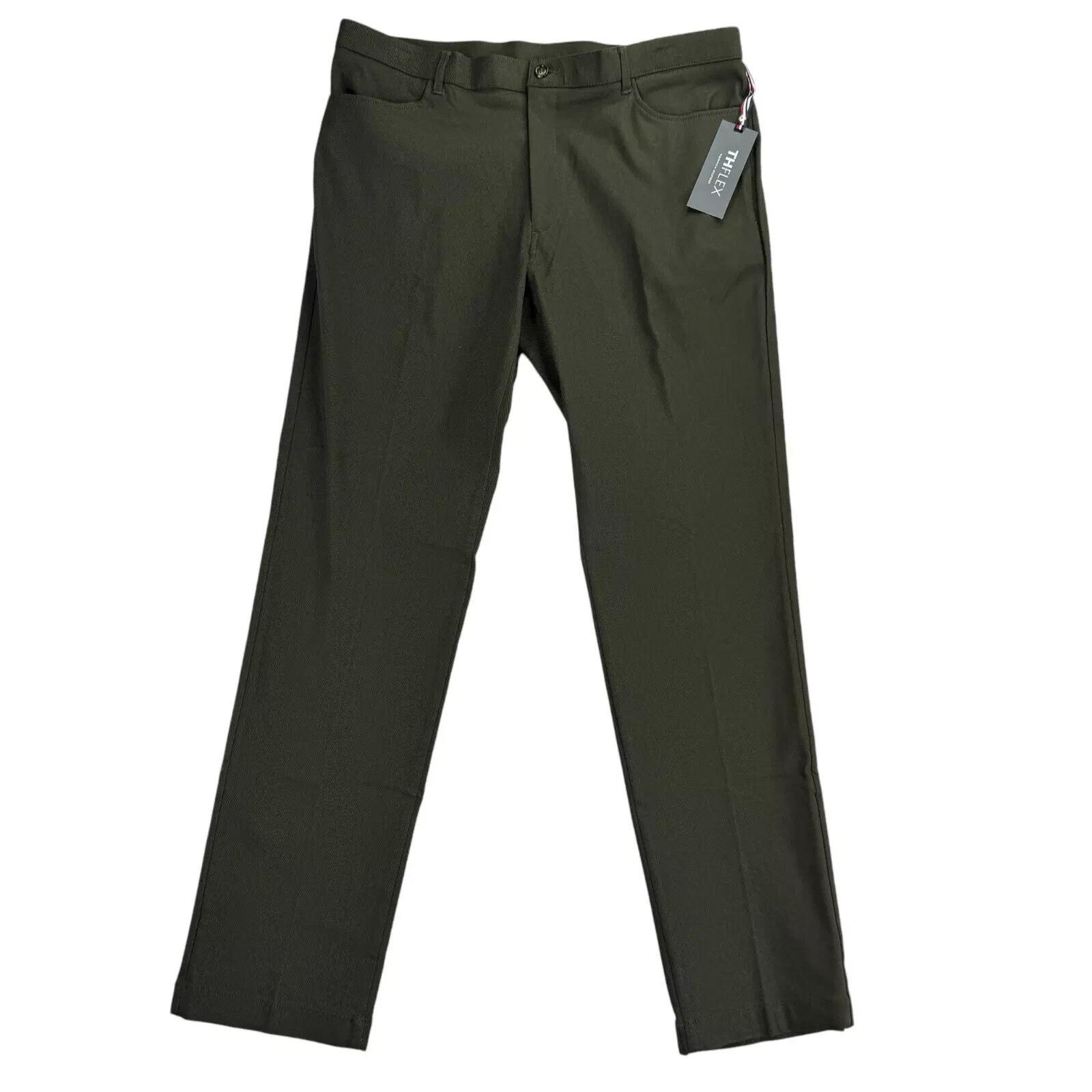 Tommy Hilfiger Mens TH Flex Finn Modern Fit Twill Pants Olive Green 36x32 Tommy Hilfiger Mens TH Flex Finn Modern Fit Twill Pants Olive Green 36x32