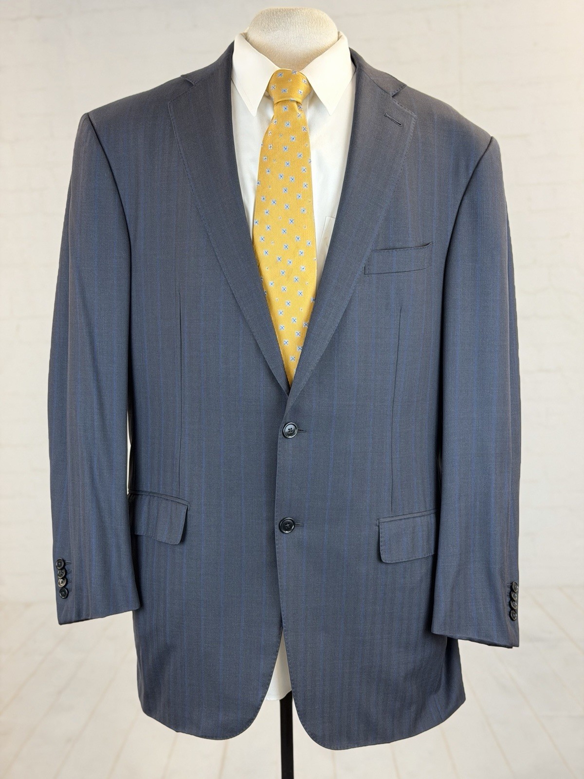 Ermenegildo Zegna Italy Men Dark Gray Striped Wool Blazer 44L $4,895 Two Button